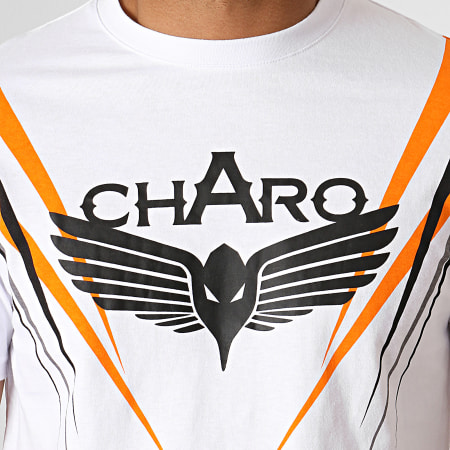 Charo - Tee Shirt Scratch WY4768 Blanc Noir Orange