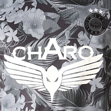 Charo - Tee Shirt Floral Maracana WY4786 Gris Blanc