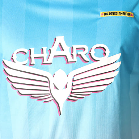Charo - Tee Shirt A Bandes Avec Dégradé Vice City WY4783 Bleu Rose Blanc