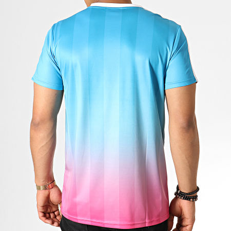 Charo - Tee Shirt A Bandes Avec Dégradé Vice City WY4783 Bleu Rose Blanc