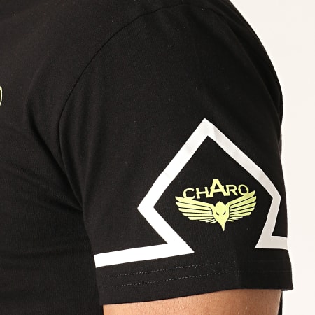 Charo - Tee Shirt Square WY4767 Noir Blanc Vert Clair