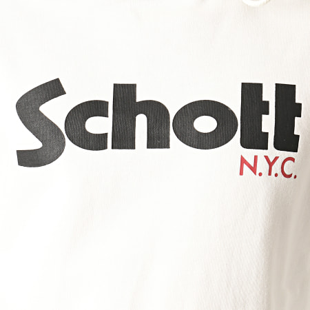Schott NYC - Sweat Capuche Logo Blanc Cassé