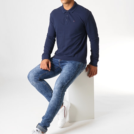 Tommy Jeans - Polo Manches Longues Essential 5503 Bleu Marine