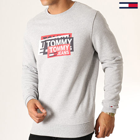 Tommy Jeans - Sweat Crewneck Multi Corp Logo 6589 Gris Chiné