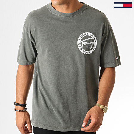 Tommy Hilfiger - Tee Shirt Washed Graphic 6598 Vert Kaki Blanc