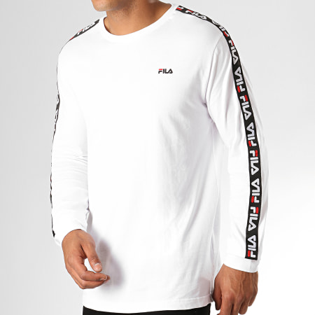 Fila - Tee Shirt Manches Longues A Bandes Fabrice 687234 Blanc Noir Rouge
