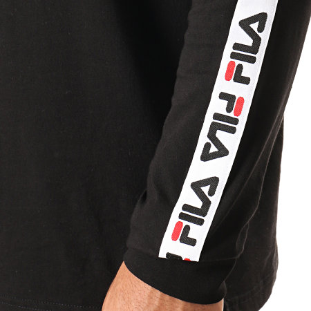 Fila - Tee Shirt Manches Longues A Bandes Fabrice 687234 Noir Blanc Rouge