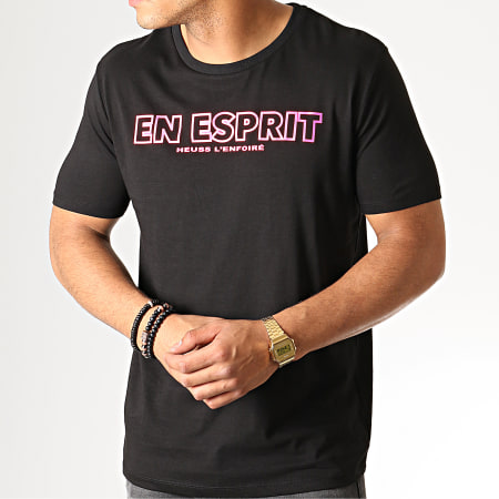 Heuss L'Enfoiré - Maglietta nera rosa fluorescente Esprit