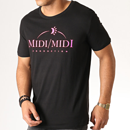 Heuss L'Enfoiré - Tee Shirt Midi Midi Noir Fluo Rose