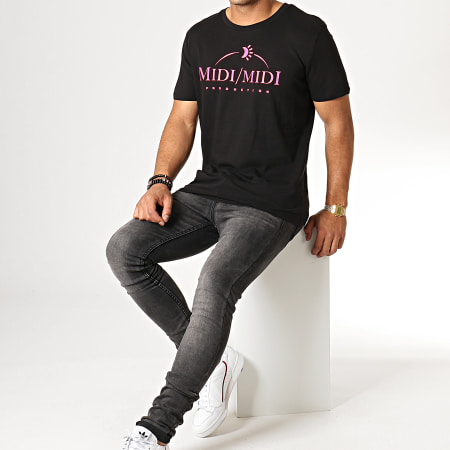 Heuss L'Enfoiré - Tee Shirt Midi Midi Nero Rosa Fluo