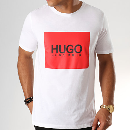 HUGO - Tee Shirt Dolive 194 50414225 Blanc Rouge Noir