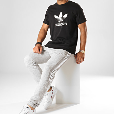 Adidas Originals - Pantalon Jogging A Bandes Outline ED4691 Gris Chiné Blanc