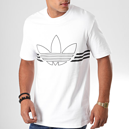 Adidas Originals - Tee Shirt Outline Trefoil ED4700 Blanc Noir
