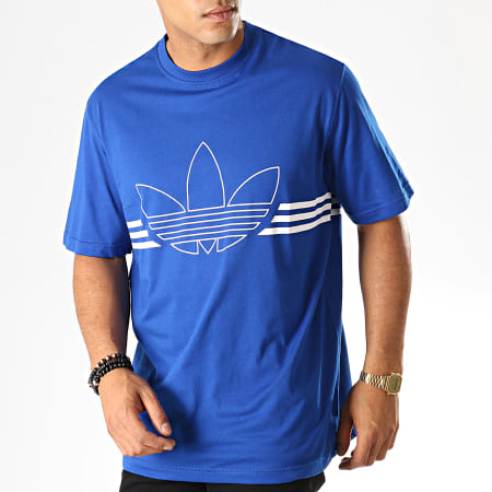 Adidas Originals - Tee Shirt Outline Trefoil EJ8790 Bleu Roi Blanc