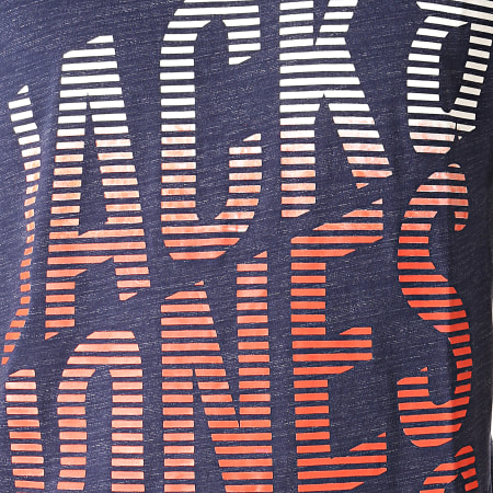 Jack And Jones - Tee Shirt Anders Bleu Marine Chiné Blanc Rouge