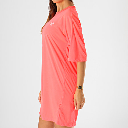 Adidas Originals - Robe Tee Shirt Femme Trefoil EJ9350 Rose Fluo Blanc