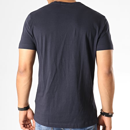 Calvin Klein - Tee Shirt Chest Institutional 7852 Bleu Marine Foncé Orange