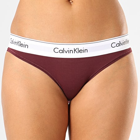 Calvin Klein - Culotte Femme Bikini 3787E Bordeaux Blanc