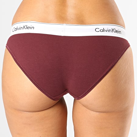Calvin Klein - Culotte Femme Bikini 3787E Bordeaux Blanc