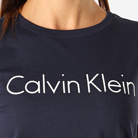 Calvin Klein - Tee Shirt Femme 5789E Bleu Marine Blanc