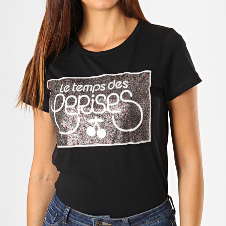 Le Temps Des Cerises - Tee Shirt Femme Harry Paillettes Noir