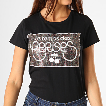 Le Temps Des Cerises - Tee Shirt Femme Harry Paillettes Noir