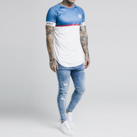 SikSilk - Tee Shirt Oversize Stripe 14287 Bleu Marine Blanc