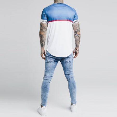SikSilk - Tee Shirt Oversize Stripe 14287 Bleu Marine Blanc