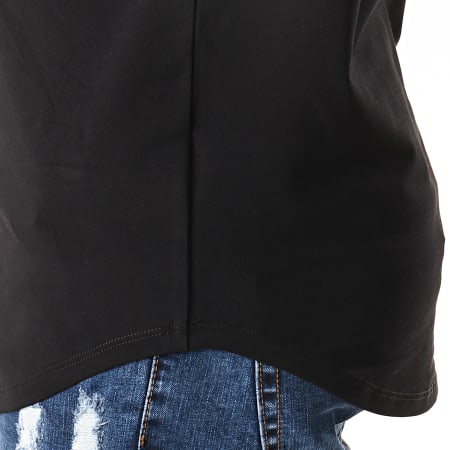 SikSilk - Tee Shirt Oversize A Bandes Contrast Panel 15070 Noir Gris Chiné