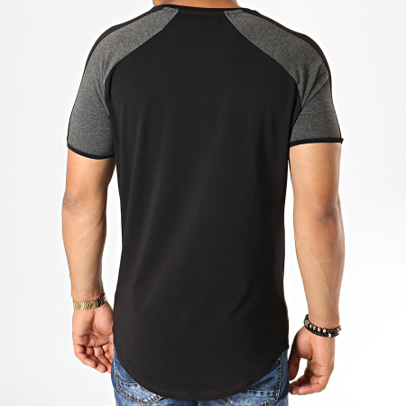 SikSilk - Tee Shirt Oversize A Bandes Contrast Panel 15070 Noir Gris Chiné