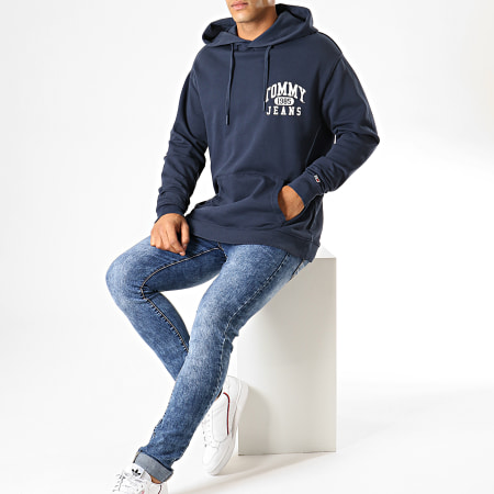 Tommy Jeans - Sweat Capuche Graphic Washed 6591 Bleu Marine Blanc