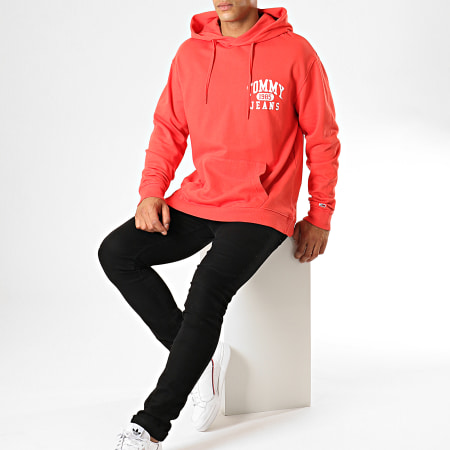 Tommy Jeans - Sweat Capuche Graphic Washed 6591 Rouge Blanc