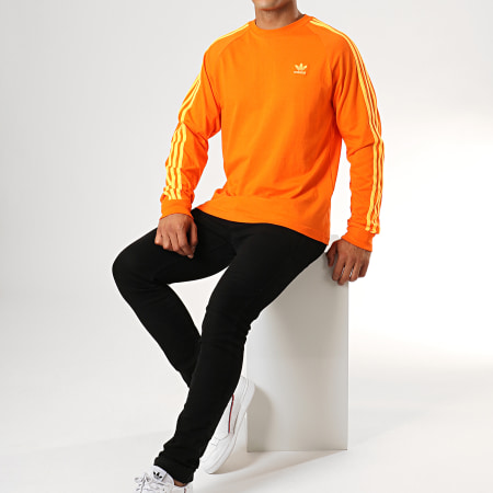 Adidas Originals - Tee Shirt Manches Longues 3 Stripes ED7071 Orange