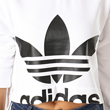 Adidas Originals - Sweat Crewneck Crop Femme ED4759 Blanc Noir