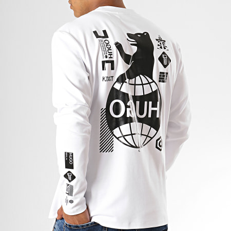 HUGO - Tee Shirt Manches Longues Reverse Logo Dyderabad 50414452 Blanc Noir Jaune