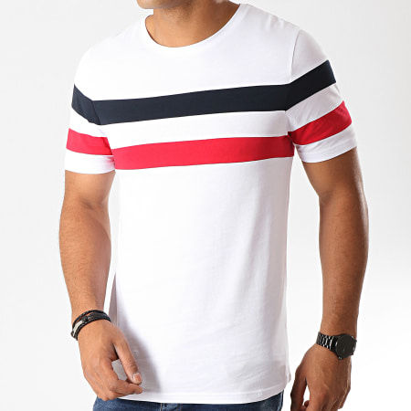 LBO - Tee Shirt Avec Bandes 833 Bleu Rouge Blanc