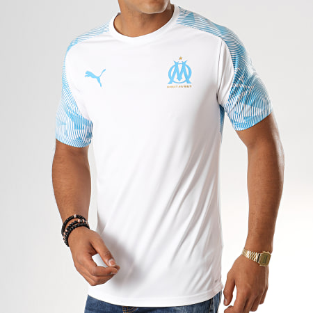 Puma - Tee Shirt De Sport OM Training Jersey 755828 Blanc Bleu Clair