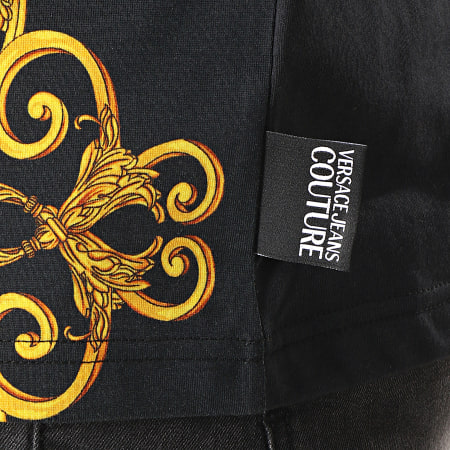 Versace Jeans Couture - Tee Shirt Renaissance Leopard Leobaroque B3GUA7DF Noir Jaune