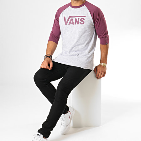 Vans - Tee Shirt Manches Longues Oversize Classic Raglan VN0002QQTN0 Gris Chiné Violet Prune