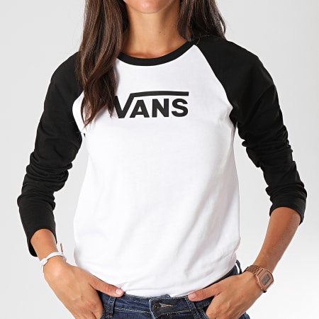 Vans - Tee Shirt Manches Longues Femme Flying V Classic Raglan 0A47XYYB Blanc Noir