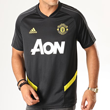 Adidas Sportswear - Tee Shirt Col V A Bandes Manchester United DX9030 Noir