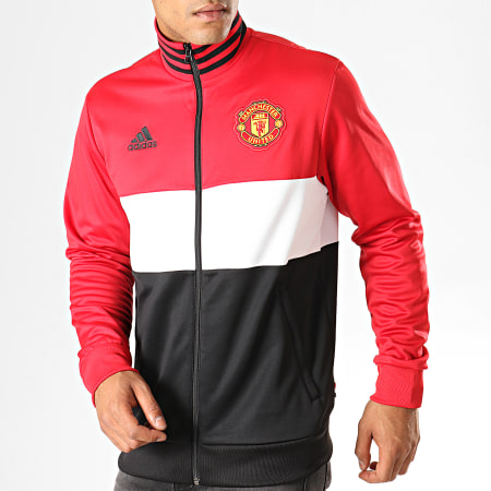 Adidas Sportswear - Veste De Sport Zippée Manchester United 3 Stripes DX9086 Noir Blanc Rouge