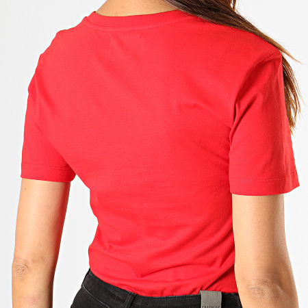 Calvin Klein - Tee Shirt Femme Metallic Monogram 1508 Rouge Argenté Blanc