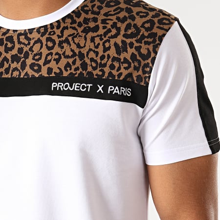 Project X Paris - Tee Shirt A Bandes 1910051 Noir Blanc Marron Léopard
