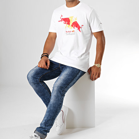 Puma - Tee Shirt Red Bull Racing Double Bull 595464 Blanc