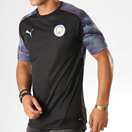 Puma - Tee Shirt De Sport Slim Manchester City 755798 Noir Bleu Clair