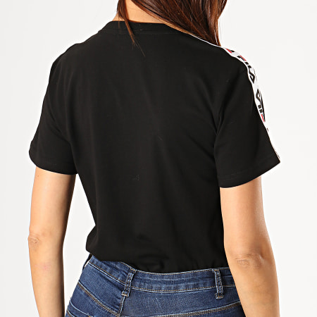 Fila - Tee Shirt Femme A Bandes Adalmiina 687215 Noir Blanc Rouge
