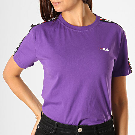 Fila - Tee Shirt Femme A Bandes Adalmiina 687215 Violet Noir Blanc