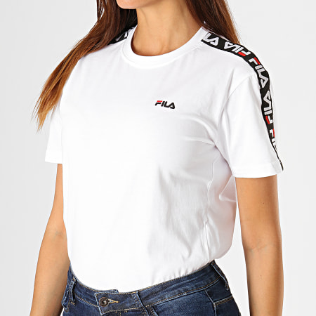 Fila - Tee Shirt Femme A Bandes Adalmiina 687215 Blanc Noir Rouge