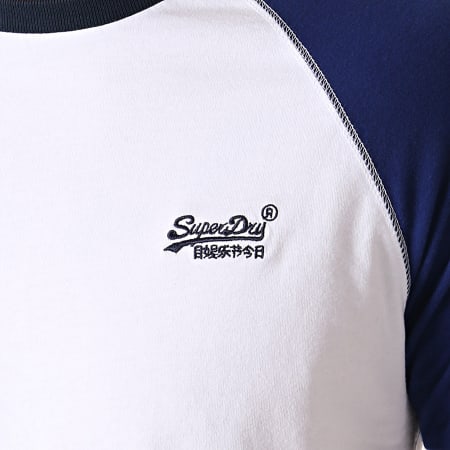 Superdry - Tee Shirt Orange Label Racer Cut And Sew Ringer M1000014A Blanc Bleu Roi Vert